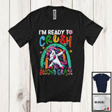 MacnyStore - I'm Ready To Crush Second Grade, Adorable First Day Of School Dabbing Unicorn, Rainbow Flowers T-Shirt