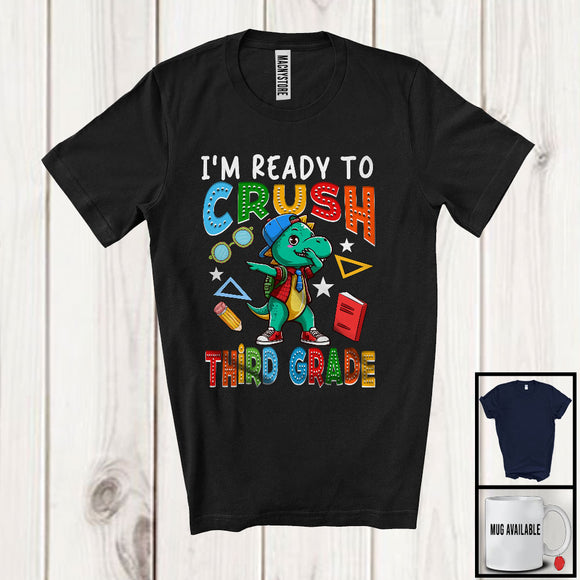 MacnyStore - I'm Ready To Crush Third Grade, Adorable First Day Of School Dabbing T-Rex, Dinosaur Lover T-Shirt