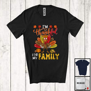 MacnyStore - I'm Thankful For My Family; Joyful Thanksgiving Turkey Pumpkins; Girls Women Family Group T-Shirt