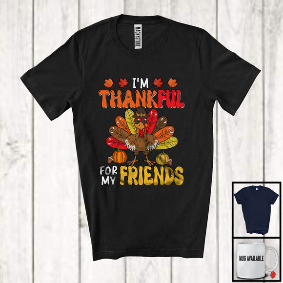 MacnyStore - I'm Thankful For My Friends; Joyful Thanksgiving Turkey Sunglasses; Boys Friends Group T-Shirt