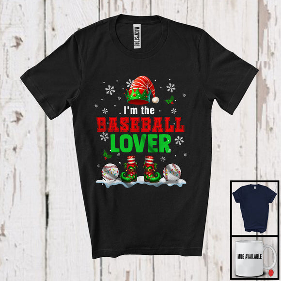 MacnyStore - I'm The Baseball Lover; Awesome Christmas Elf Costume Snowing; Sport Playing Player Team T-Shirt