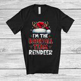 MacnyStore - I'm The Baseball Team Reindeer; Joyful Christmas Red Plaid Santa Reindeer; Sport Player Family T-Shirt