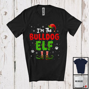 MacnyStore - I'm The Bulldog Elf; Lovely Christmas Snowing ELF Costume; Animal X-mas Family Group T-Shirt