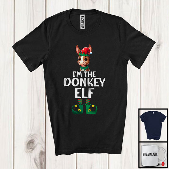 MacnyStore - I'm The Donkey Elf; Humorous Christmas Elf Costume Farm Animal Lover; Farmer Family Group T-Shirt