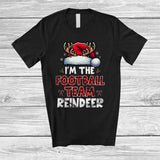 MacnyStore - I'm The Football Team Reindeer; Joyful Christmas Red Plaid Santa Reindeer; Sport Player Family T-Shirt