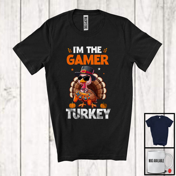 MacnyStore - I'm The Gamer Turkey, Humorous Thanksgiving Gaming Turkey Sunglasses, Gamer Group T-Shirt