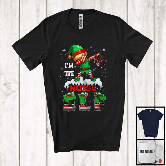 MacnyStore - I'm The Nurse ELF; Wonderful Christmas Dabbing ELF Snowing Around; Family Group T-Shirt