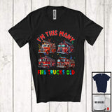 MacnyStore - I'm This Many Fire Trucks Old; Cheerful 4th Birthday Four Fire Trucks; Boys Family Group T-Shirt