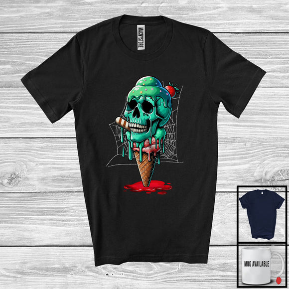 MacnyStore - Ice Cream Zombie Skull; Horror Halloween Skull Ice Cream Costume; Matching Family Group T-Shirt