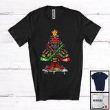 MacnyStore - Ice Hockey Equipment As X-mas Tree; Cheerful Christmas Lights Hockey Player; Sport Team T-Shirt