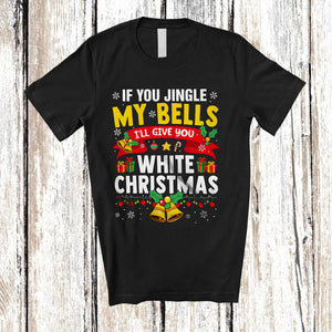 MacnyStore - If You Jingle My Bells White Christmas; Amusing Christmas Bells; Pregnancy Announcement Couple T-Shirt