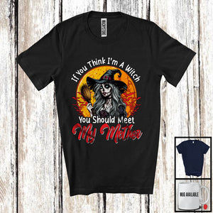 MacnyStore - If You Think I'm A Witch You Should Meet My Mother, Sarcastic Halloween Moon, Family Group T-Shirt