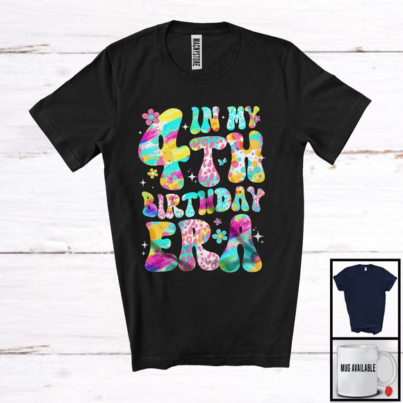 MacnyStore - In My 4th Birthday Era; Lovely Colorful 4th Old Birthday Celebration Flowers; Girls Family Group T-Shirt