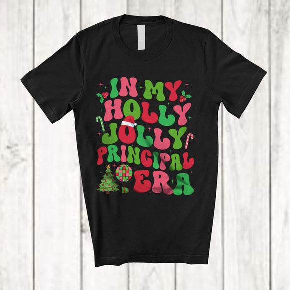 MacnyStore - In My Holly Jolly Principal Era; Fantastic Christmas Groovy Santa; Jobs Family Group T-Shirt