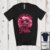 MacnyStore - In October We Wear Pink; Adorable Breast Cancer Halloween Pink Witch Sloth; Animal Lover T-Shirt