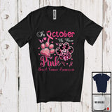 MacnyStore - In October We Wear Pink; Proud Breast Cancer Awareness Dog Paw Butterflies Leopard Plaid T-Shirt