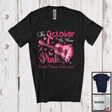 MacnyStore - In October We Wear Pink; Proud Breast Cancer Awareness Guitar Butterflies Leopard Plaid T-Shirt