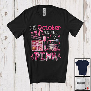 MacnyStore - In October We Wear Pink; Proud Breast Cancer Awareness Lunch Lady Tools Leopard Plaid T-Shirt