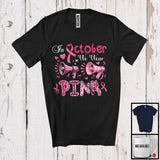 MacnyStore - In October We Wear Pink; Proud Breast Cancer Awareness Social Worker Tools Leopard Plaid T-Shirt