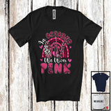 MacnyStore - In October We Wear Pink; Proud Jobs Breast Cancer Awareness Bartender; Plaid Ribbon Rainbow T-Shirt