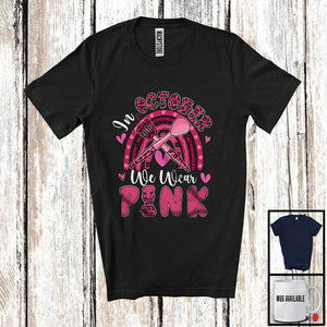 MacnyStore - In October We Wear Pink; Proud Jobs Breast Cancer Awareness Lunch Lady; Plaid Ribbon Rainbow T-Shirt