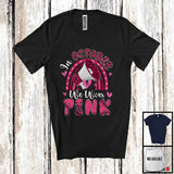 MacnyStore - In October We Wear Pink; Proud Jobs Breast Cancer Awareness Social Worker; Plaid Ribbon Rainbow T-Shirt