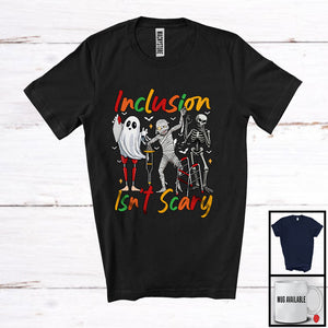 MacnyStore - Inclusion Isn't Scary; Humorous Halloween Costume Boo Ghost Skeleton; SLP Sped Teacher T-Shirt