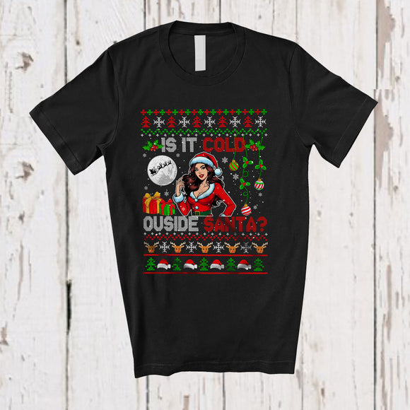 MacnyStore - Is It Cold Outside Santa; Awesome Christmas Sweater Santa Women; Snowing Family Group T-Shirt