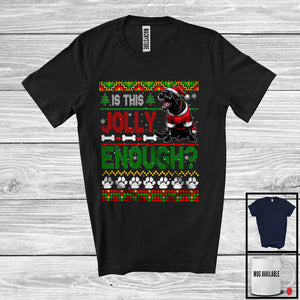MacnyStore - Is This Jolly Enough, Awesome Christmas Sweater Santa Black Labrador Retriever, Family Group T-Shirt