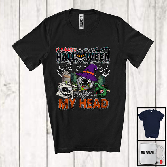 MacnyStore - It's Always Halloween Inside My Head; Horror Witch Mummy Zombie Soccer Squad; Sport Player T-Shirt