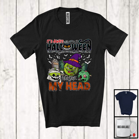 MacnyStore - It's Always Halloween Inside My Head; Horror Witch Mummy Zombie Tennis Squad; Sport Player T-Shirt