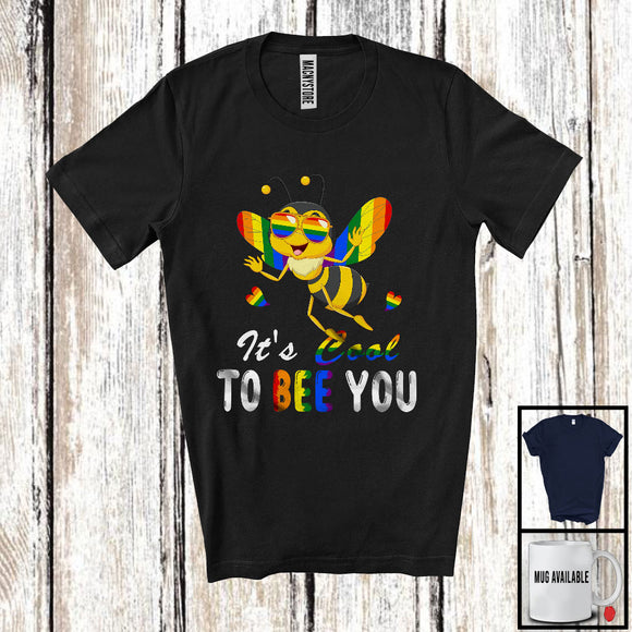 MacnyStore - It's Cool To Bee You, Adorable LGBTQ Pride Rainbow Bee Sunglasses, LGBT Gay Flag Family Lover T-Shirt