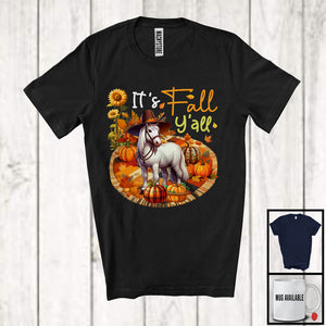 MacnyStore - It's Fall Y'all; Wonderful Thanksgiving Fall Pumpkin Horse Sunflowers; Farm Farmer Lover T-Shirt