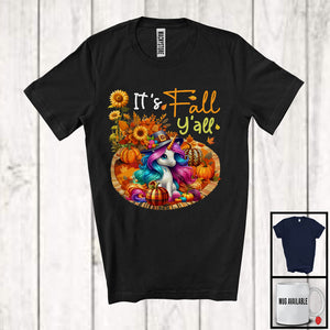 MacnyStore - It's Fall Y'all; Wonderful Thanksgiving Fall Pumpkin Unicorn Sunflowers; Family Group T-Shirt