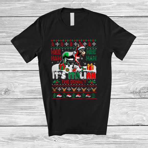 MacnyStore - It's Italian The Donkey; Wonderful Christmas Sweater Donkey Farmer; Farm Family Group T-Shirt