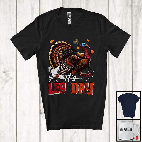 MacnyStore - It's Leg Day, Humorous Thanksgiving Running Turkey Marathon Lover, Matching Runner Team T-Shirt