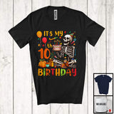 MacnyStore - It's My 10th Birthday; Joyful 10th Birthday Celebration Thanksgiving Skeleton; Family Group T-Shirt