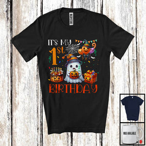MacnyStore - It's My 1st Happy Birthday, Adorable Halloween Costume Birthday Boo Ghost, Pumpkin Cake T-Shirt