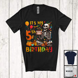 MacnyStore - It's My 5th Birthday; Joyful 5th Birthday Celebration Thanksgiving Skeleton; Family Group T-Shirt