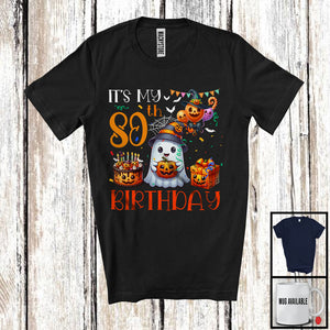 MacnyStore - It's My 80th Happy Birthday, Adorable Halloween Costume Birthday Boo Ghost, Pumpkin Cake T-Shirt