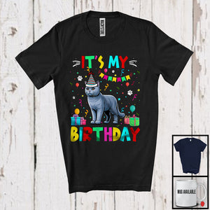 MacnyStore - It's My Birthday; Adorable Birthday Party Celebration Chartreux Cat Owner Lover; Family T-Shirt