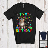 MacnyStore - It's My Birthday; Adorable Birthday Party Celebration Munchkin Cat Owner Lover; Family T-Shirt