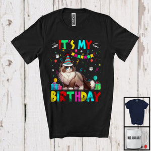 MacnyStore - It's My Birthday; Adorable Birthday Party Celebration Ragdoll Cat Owner Lover; Family Group T-Shirt