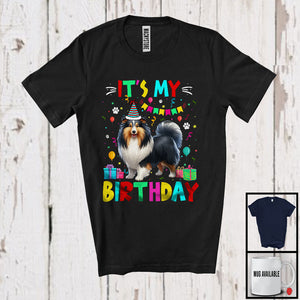 MacnyStore - It's My Birthday; Adorable Birthday Party Celebration Shetland Sheepdog Owner Lover; Family T-Shirt