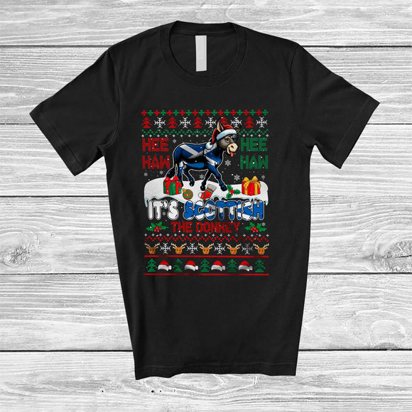 MacnyStore - It's Scottish The Donkey; Wonderful Christmas Donkey Farmer; Farm X-mas Family Group T-Shirt