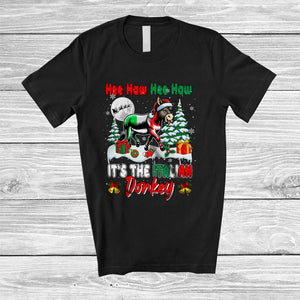 MacnyStore - It's The Italian Donkey; Amazing Christmas Lights Santa Italian Family; Donkey Farmer T-Shirt