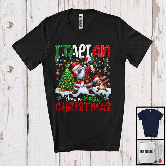 MacnyStore - Italian You A Merry Christmas; Humorous X-mas Dabbing Italian Flag Proud; Family Group T-Shirt