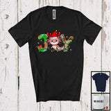 MacnyStore - Joy; Amusing Christmas Lights Santa Axolotl Reindeer Santa; Leopard Plaid Family Group T-Shirt