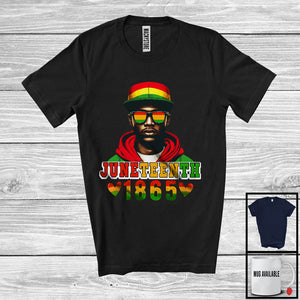 MacnyStore - Juneteenth 1865, Adorable Black History Month Afro Men Hat Sunglasses, African American Pride T-Shirt