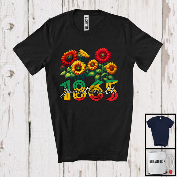 MacnyStore - Juneteenth 1865, Adorable Black History Sunflowers African American, Melanin Afro Pride T-Shirt